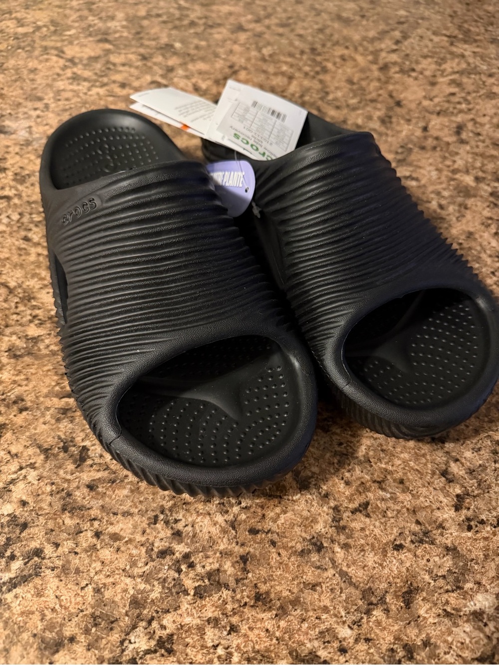 Crocs Mellow Tide Recovery Women’s Slip On Black Slides (Size 7) - Picture 7 of 10